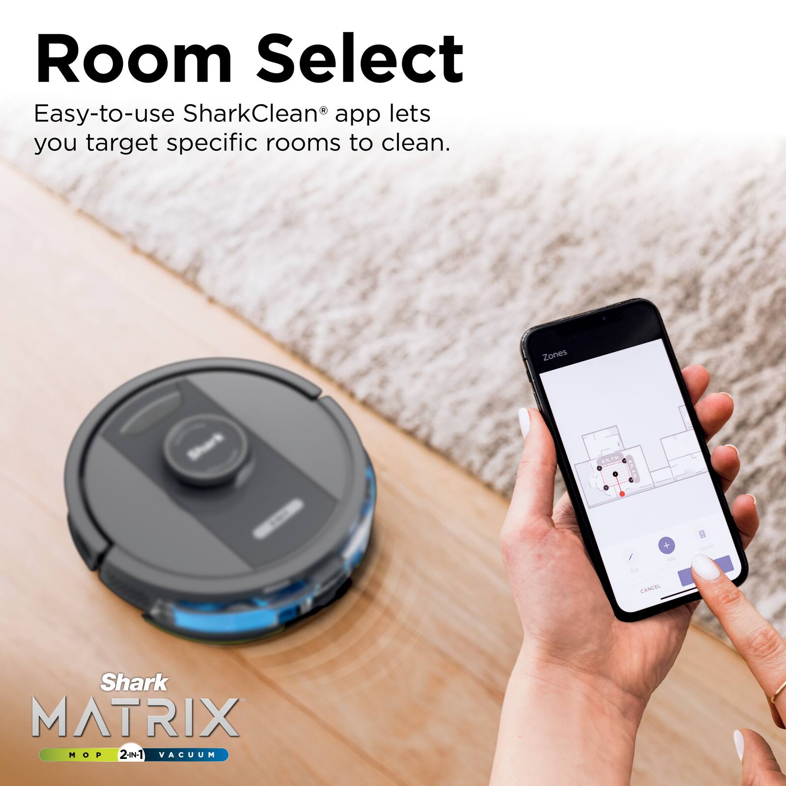 Room Select in the SharkClean app