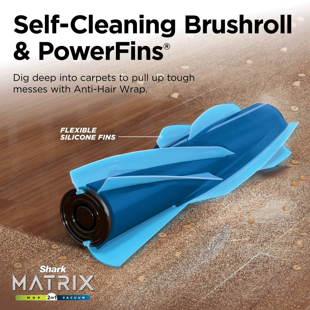 Self-cleaning brushroll with PowerFins