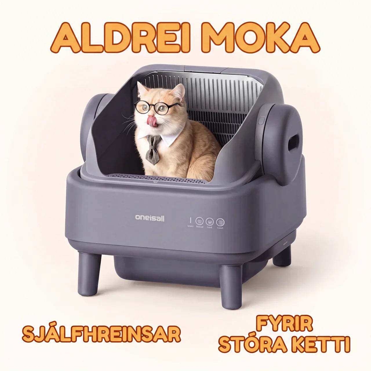 Oneisall sjálfhreinsandi kattaklósett